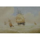 Frederick William Settle (British 1821-1897): British Frigate and other Sailing Vessels in