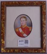 Head & shoulder miniature oval portrait of a Regency Officer, watercolour, H7.