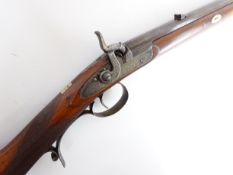 19th century .38 cal percussion sporting or rook rifle, by R. Whatmough No 24018, 74.5cm (29.