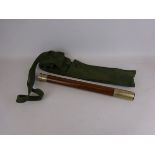 Early 20th century EPNS and leather single draw Telescope, in green canvas carry case with strap,