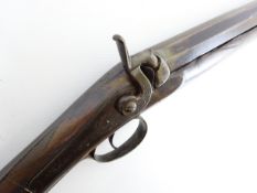 Mid 19th century 14 bore percussion sporting gun, 75cm octagonal to round barrel,