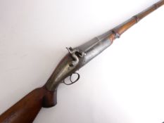19th century 10 bore 'Khyber' percussion gun, 125cm (49") round barrel with flared muzzle,