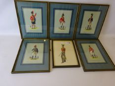 Hand finished print of an officer of the 14th Light Dragoons 1831, and five similar prints,