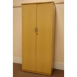(STK10106) Large light oak finish lockable two door office storage cabinet fitted with adjustable