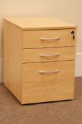 Light oak finish three drawer office pedestal chest, W44cm, H59cm,