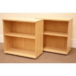 (STK10113) Two light oak finish bookcase with single adjustable shelf, W80cm, H80cm,