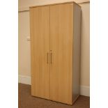 (STK10107) Large light oak finish lockable two door office storage cabinet fitted with adjustable