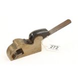 A 1" brass bullnose plane with ebony wedge holding iron by HOWARTH G+