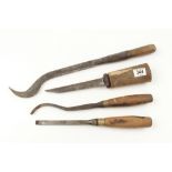 Two lock mortice chisels and two mortice chisels G