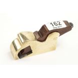 A brass bullnose plane 31/2" x 1" with rosewood wedge G