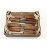 Eight mortice chisels by various makers G+