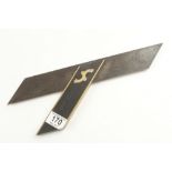 An ebony and brass mitre square G+
