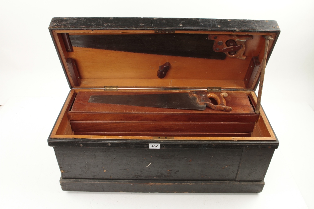 A pine chest 34"x15"x15" with three mahogany sliding trays G - Image 2 of 2