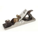 A 131/2" d/t steel panel plane by SPIERS with rosewood infill and handle and brass lever some