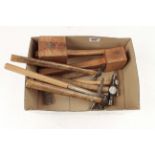 Two little used mallets and six hammers