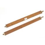 Two boxwood and brass slide rules with logarithmic scales,