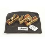 Three recent miniature brass and rosewood planes by ROLSON in orig pouch G++