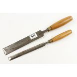 Two bevel edge chisels by SORBY with boxwood handles 3/4" and 1 1/2" G