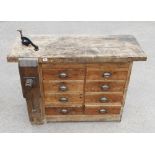 A workbench with eight drawers & vice G