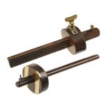 Two rosewood and brass slitting and marking gauges G++