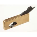 A steel soled solid brass rebate plane 4" x 1/2" with ebony wedge G+