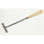 A French jewellers hammer with decorative 2" head and ivory scaled handle G+