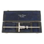 A vernier gauge by BENSON Bradford in inches and mm with long and short arms in orig fitted case