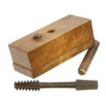 A boxwood screwbox and tap with keeper by HOLTZAPFFEL Charing Cross marked 1/2" and 3/8" G+ DAW