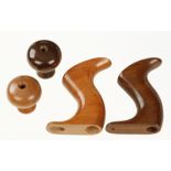 Two recent pairs of plane handles and front knobs in cherrywood and rosewood,