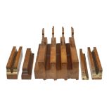 Two pairs of sash planes with their scribing blocks 9/16" and 5/8" by W.