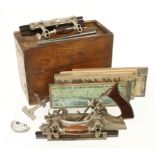 A STANLEY No 55 combination plane c/w 4 boxes of cutters and copied instructions in orig wood box