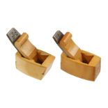 A fine pair of miniature boxwood smoother and chisel plane by CARTER London (Bill Carter) only 1" x