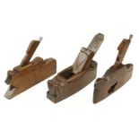 Three early French 7" cormierwood planes, smoother,