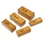 A rare set of 5 boxwood screwboxes by HOLTZAPFFEL 1/8" to 1/2" all lacking taps G++ DAW