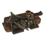 A rare HOWKINS Model B Patent plough plane with one cutter and craftsman made fence G