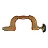 A rare brass plated button pad beech brace by H BROWN & Sons Sheffield with typical brass plated