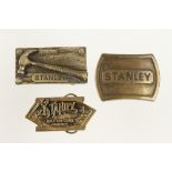 Three Limited Edition STANLEY brass belt buckles G+