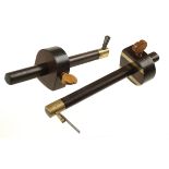 Two rosewood and brass slitting gauges with boxwood screws G+