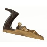 A brass shouldering plane with mahogany handle G+