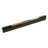 A rare 12" adjustable ebony level by HOLTZAPFFEL London with brass base and rolling brass cover F