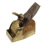 A most unusual heavy brass bullnose plane 5" x 2 1/2" with boxwood infill and double iron G+