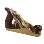 A recent miniature brass Stanley No 4 smoother by GORDON AULD 3" x 3/4" with rosewood handle and