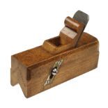 A fine quality sliding box type beech chamfer plane with scrolled wedge 6" x 1 3/4" G++