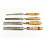 A set of four bevel edge chisels by MARPLES 3/4" to 1 1/2" G+