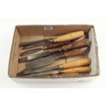 Ten chisels and carving tools