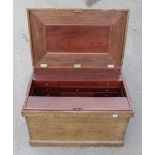 A cabinet makers pine chest 40"x25"x25" with two banks of eight sliding mahogany drawers over wells