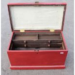 A pine tool chest 34"x19"x19" with two sliding trays G