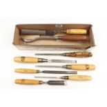Eight various chisels with boxwood handles most by MARPLES G+