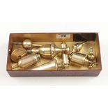 Nine brass plumb bobs G+