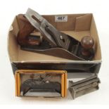 A STANLEY No 75 bullnose plane in orig box a No 4 smoother and a No 95 butt gauge G+